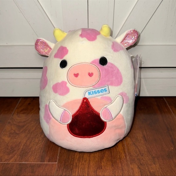 Squishmallows Evangelica Clip Mucca Rosa 3.5" | Portachiavi Peluche San Valentino 2023